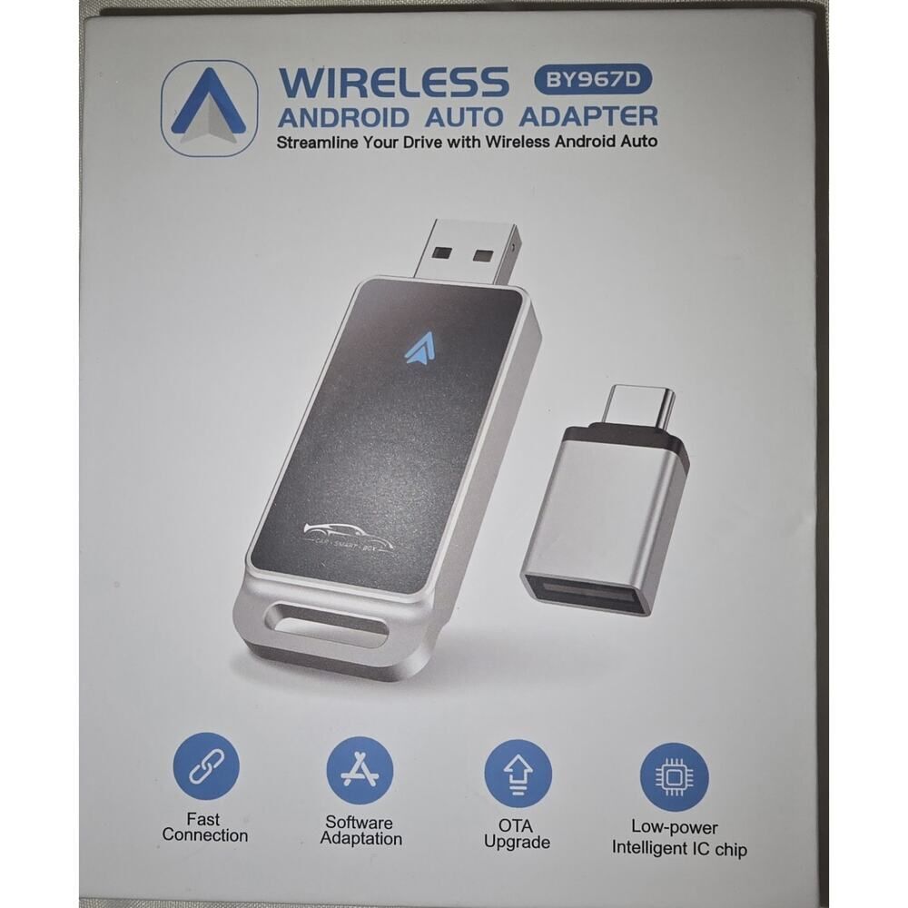 Wireless Android Auto Adapter BY967D - Streamline Your Drive W/ Wireless.